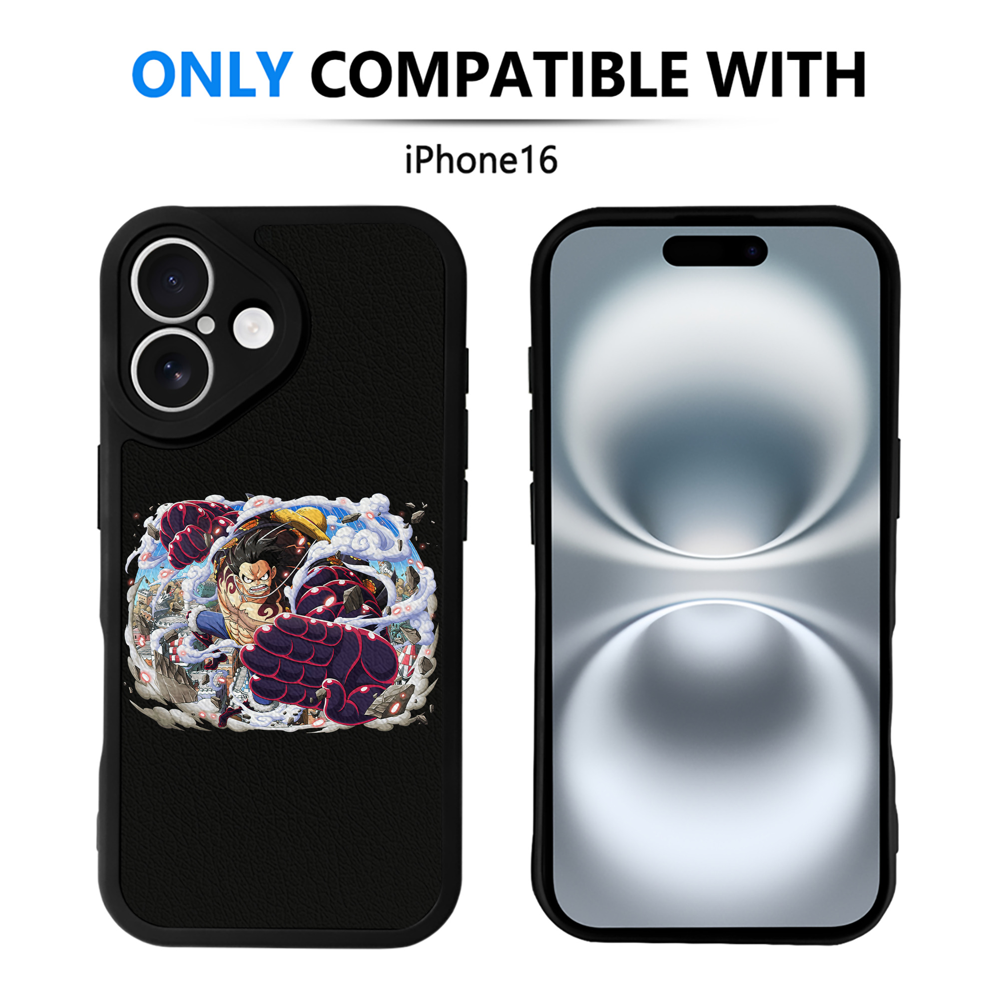 （画像用） ワンピース モンキー・D・ルフィ ONE PIECE Monkey D. Luffy 【iPhone 16シリーズ対応】シリコンスマホケース（レザー調） 材質：シリコン
